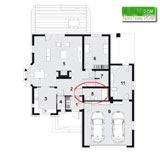 W projekcie domu toaleta na parterze nie powinna wychodzi na salon - jest to podstawowy bd architektoniczny, na ktry powinnimy zwrci koniecznie uwag! Na zdjciu rzut parteru gotowego projektu domu - DOM SOLIDNY - zaprojektowany przez Biuro Projektowe NNDOM. 